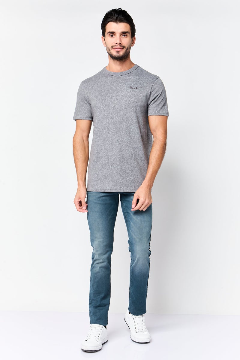 Bench Men Crew Neck Short Sleeve Embroidered Logo T-Shirt, Heather Grey - Image 2